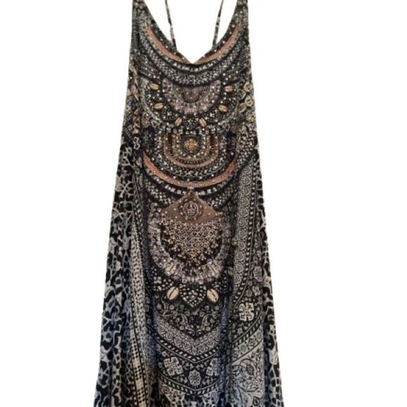 TRUE COLOURS by La Moda 
Stunning Gold & Blue Embellished Maxi Sundress💫 - Picture 3 of 15